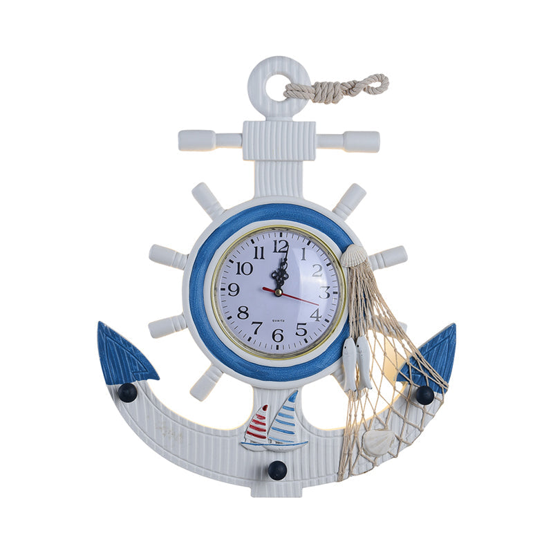 Skørter | Metal Anchor Wall Sconces Light Kids Style LED White Wall Mounted Lamp with Clock Design in Warm/White Light