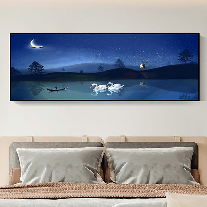 Lisslune | Wild Animal Wrapped Canvas Textured Tropical Style Bedroom Painting in Bright Color
