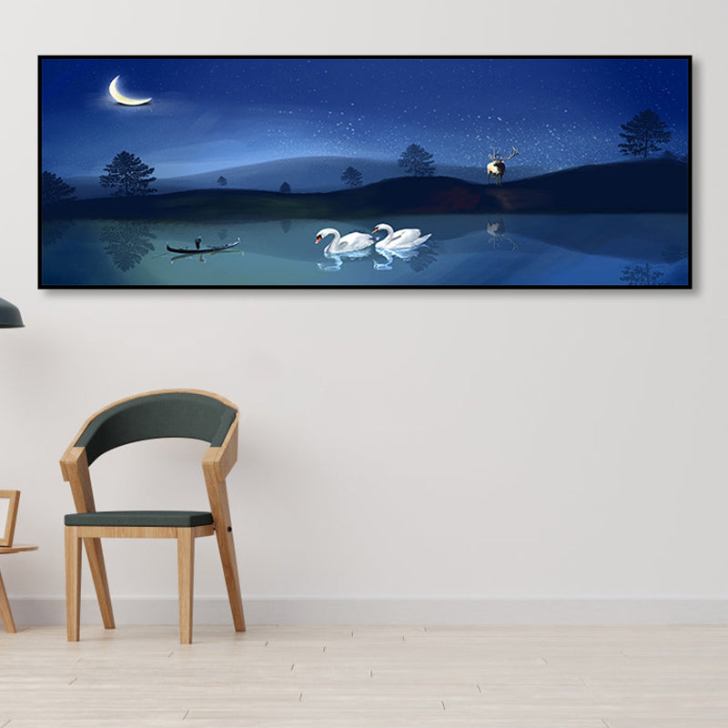 Lisslune | Wild Animal Wrapped Canvas Textured Tropical Style Bedroom Painting in Bright Color