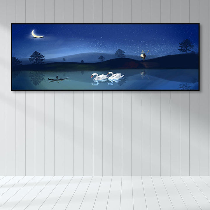 Lisslune | Wild Animal Wrapped Canvas Textured Tropical Style Bedroom Painting in Bright Color