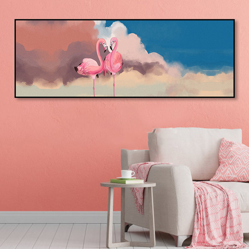 Lisslune | Wild Animal Wrapped Canvas Textured Tropical Style Bedroom Painting in Bright Color