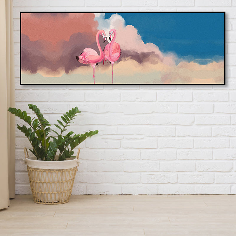 Lisslune | Wild Animal Wrapped Canvas Textured Tropical Style Bedroom Painting in Bright Color