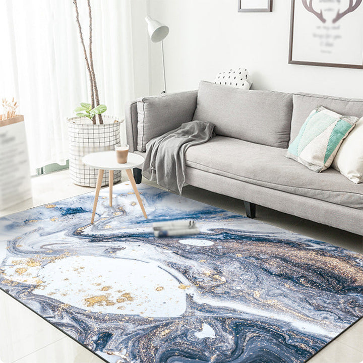 Lisslune | Blue Novelty Carpet Polyester Abstract Carpet Pet Friendly Washable Non-Slip Carpet for the Living Room