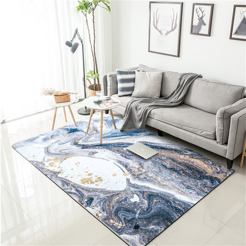 Lisslune | Blue Novelty Carpet Polyester Abstract Carpet Pet Friendly Washable Non-Slip Carpet for the Living Room
