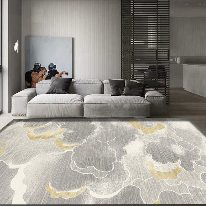 Lisslune | Light Gray Oriental Carpet Polypropylene Cloud Pattern Carpet Pet Friendly Washable Non-Slip Carpet for the Kids' Room
