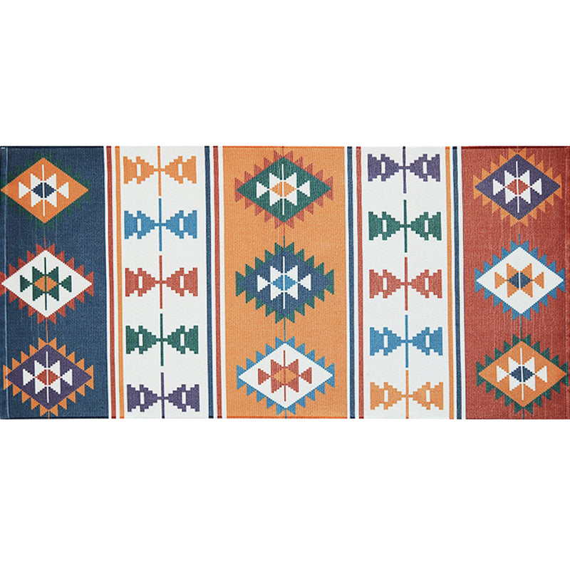 Lisslune | Unique Tribal Striped Pattern Rug Multicolor Southwest Rug Cotton Washable Non-Slip Pet-Friendly Rug for the Living Room