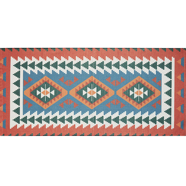 Lisslune | Unique Tribal Striped Pattern Rug Multicolor Southwest Rug Cotton Washable Non-Slip Pet-Friendly Rug for the Living Room