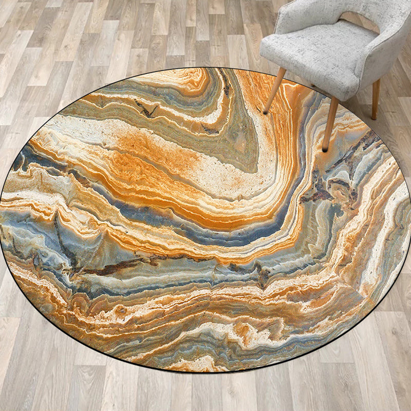 Lisslune | Funky Swirl Stripe Pattern Rug Brown Modern Rug Polyester Pet-Friendly Washable Non-Slip Area Rug for Decoration