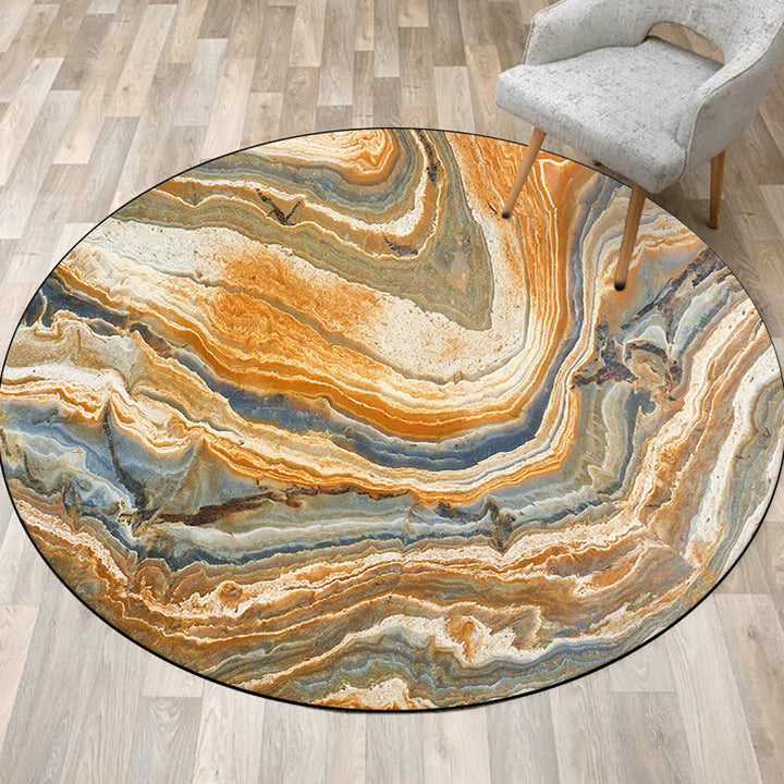 Lisslune | Funky Swirl Stripe Pattern Rug Brown Modern Rug Polyester Pet-Friendly Washable Non-Slip Area Rug for Decoration