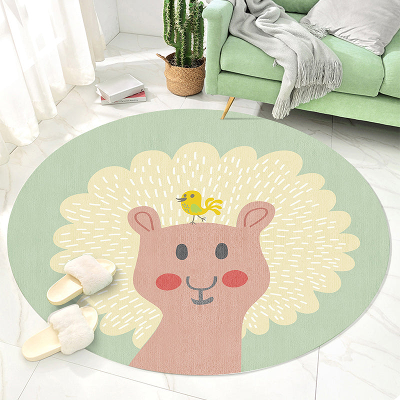 Lisslune | Multicolored Animal Pattern Carpet Polyester Children's Carpet Washable Non-Slip Back Carpet for the Children's Room