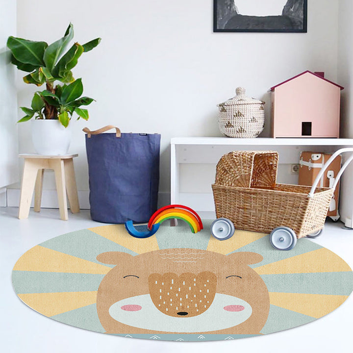 Lisslune | Multicolored Animal Pattern Carpet Polyester Children's Carpet Washable Non-Slip Back Carpet for the Children's Room