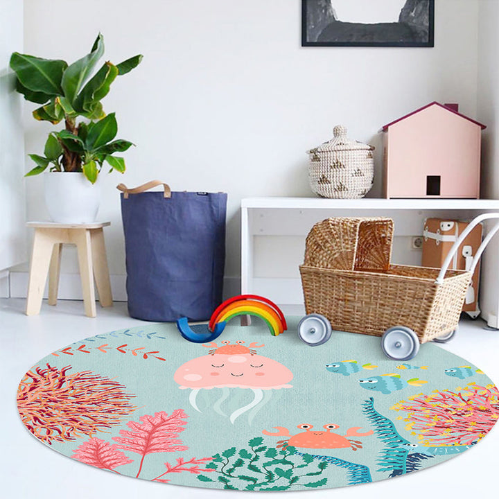 Lisslune | Multicolored Animal Pattern Carpet Polyester Children's Carpet Washable Non-Slip Back Carpet for the Children's Room