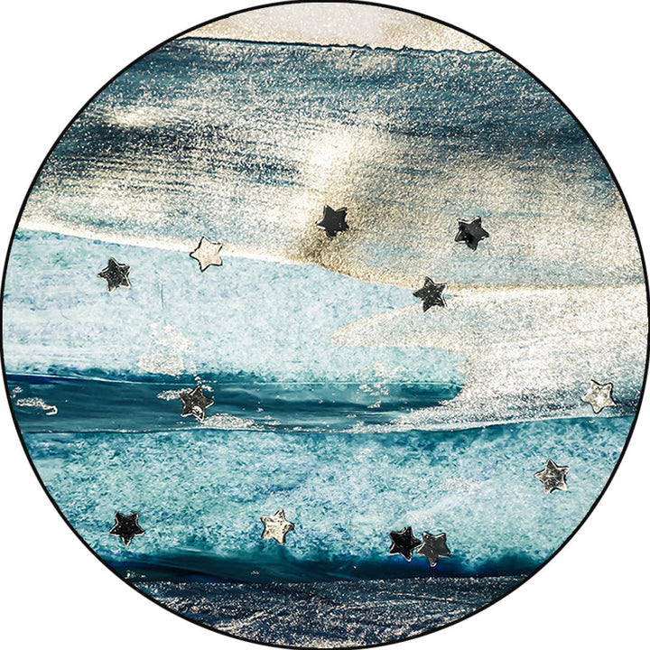 Lisslune | Blue industrial carpet polyester abstract star pattern carpet pet-friendly washable non-slip carpet for the bedroom