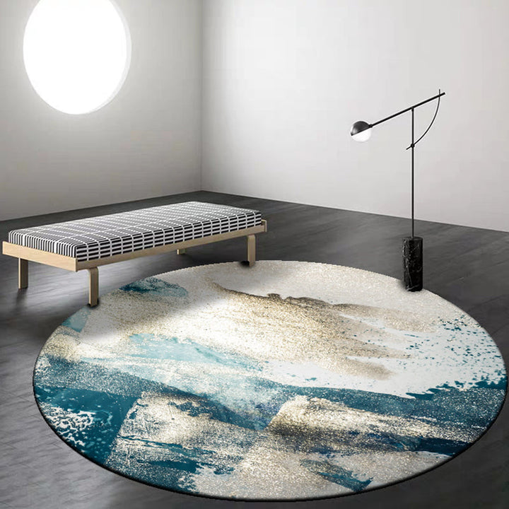 Lisslune | Blue industrial carpet polyester abstract star pattern carpet pet-friendly washable non-slip carpet for the bedroom