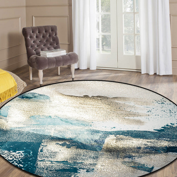 Lisslune | Blue industrial carpet polyester abstract star pattern carpet pet-friendly washable non-slip carpet for the bedroom