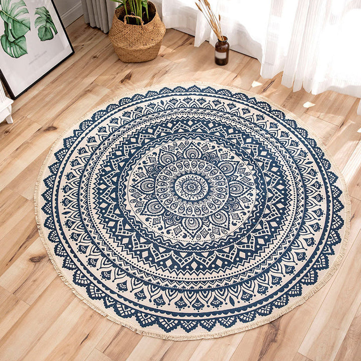 Lisslune | Moroccan Tribal Flower Pattern Carpet Multicolor Linen Carpet Non-Slip Pet-Friendly Washable Carpet for Bedroom