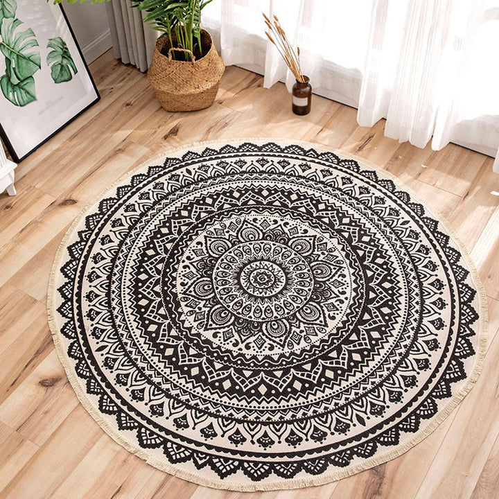 Lisslune | Moroccan Tribal Flower Pattern Carpet Multicolor Linen Carpet Non-Slip Pet-Friendly Washable Carpet for Bedroom