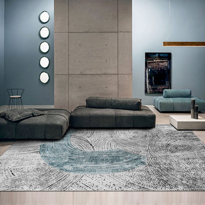 Lisslune | Modern Abstract Rug Smoke Grey Polyester Rug Non-Slip Backing Pet-Friendly Washable Area Rug for Home