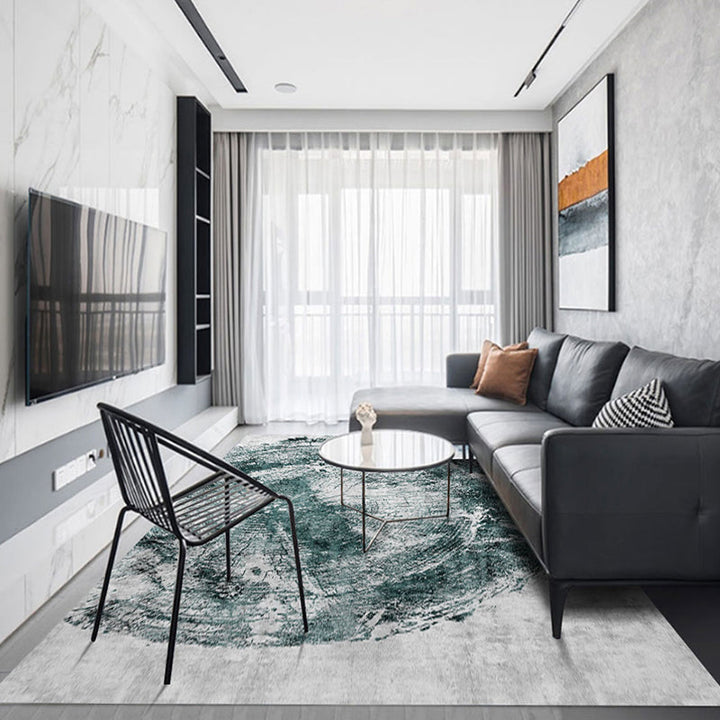 Lisslune | Modern Abstract Rug Smoke Grey Polyester Rug Non-Slip Backing Pet-Friendly Washable Area Rug for Home