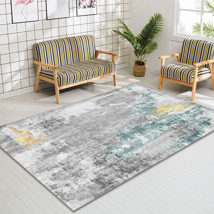 Lisslune | Modern Abstract Rug Smoke Grey Polyester Rug Non-Slip Backing Pet-Friendly Washable Area Rug for Home