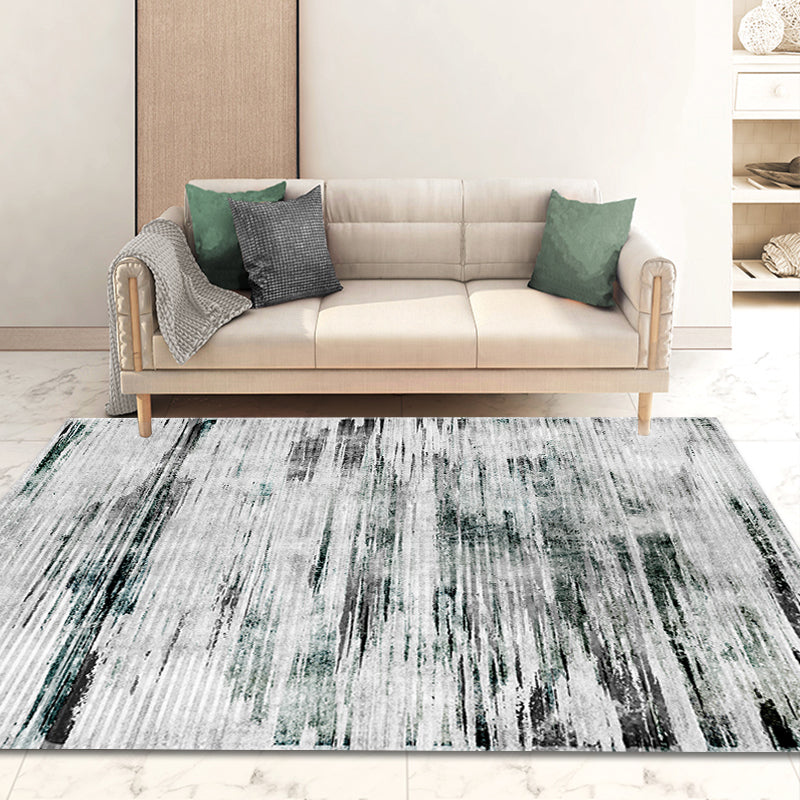 Lisslune | Modern Abstract Rug Smoke Grey Polyester Rug Non-Slip Backing Pet-Friendly Washable Area Rug for Home
