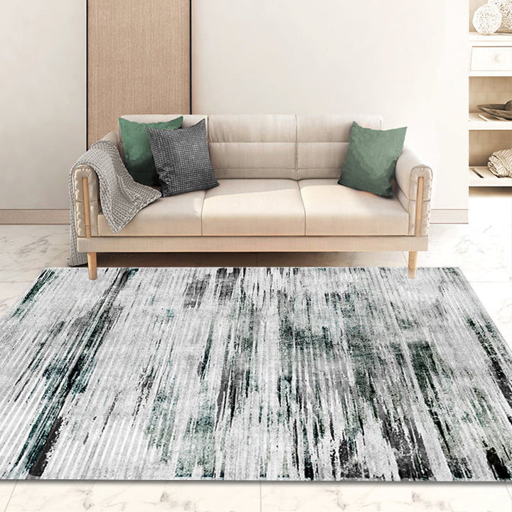 Lisslune | Modern Abstract Rug Smoke Grey Polyester Rug Non-Slip Backing Pet-Friendly Washable Area Rug for Home