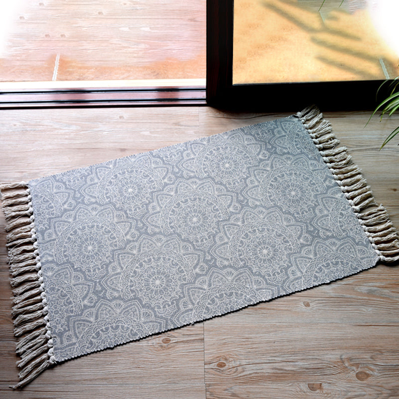 Lisslune | Stylish Tribal Pattern Rug Multicolor Moroccan Rug Cotton Washable Non-Slip Pet-Friendly Rug for Living Room