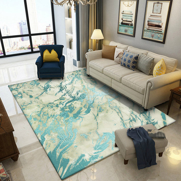 Lisslune | Green Abstract Area Carpet Polyester Modern Carpet Washable Non-slip Background Indoor Carpet for Decoration