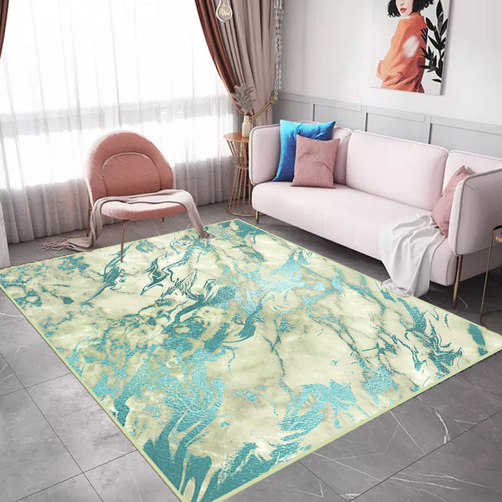 Lisslune | Green Abstract Area Carpet Polyester Modern Carpet Washable Non-slip Background Indoor Carpet for Decoration