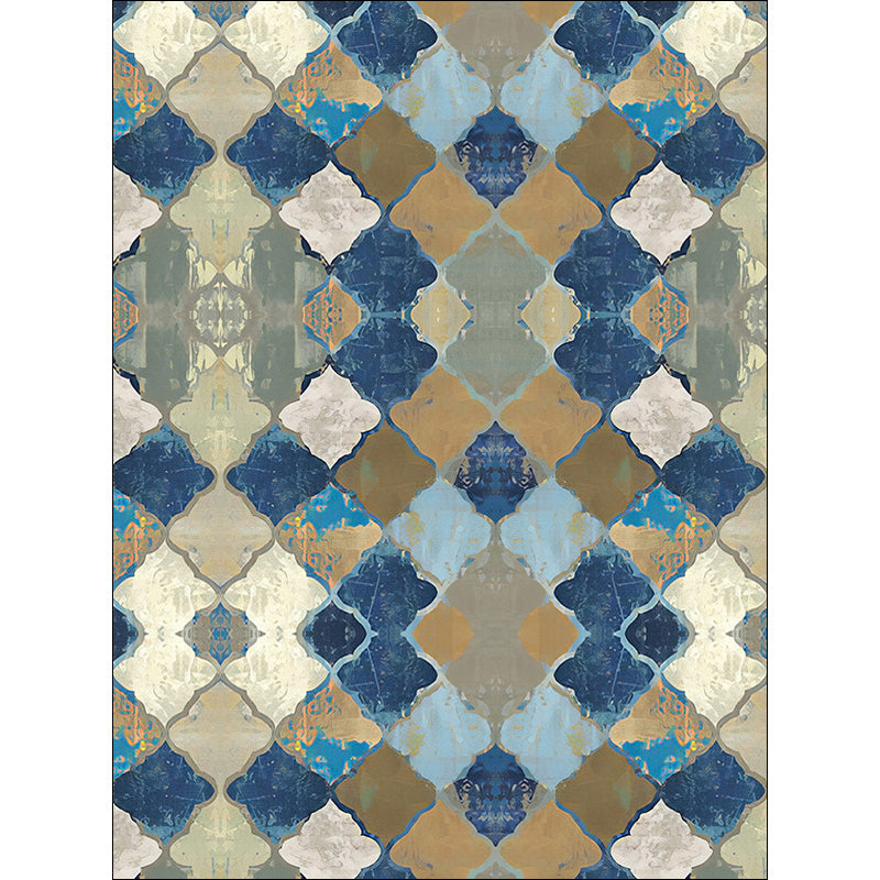 Lisslune | Multicolored Moroccan Carpet Polyester geometric ogee pattern carpet pet-friendly washable non-slip rug for the living room