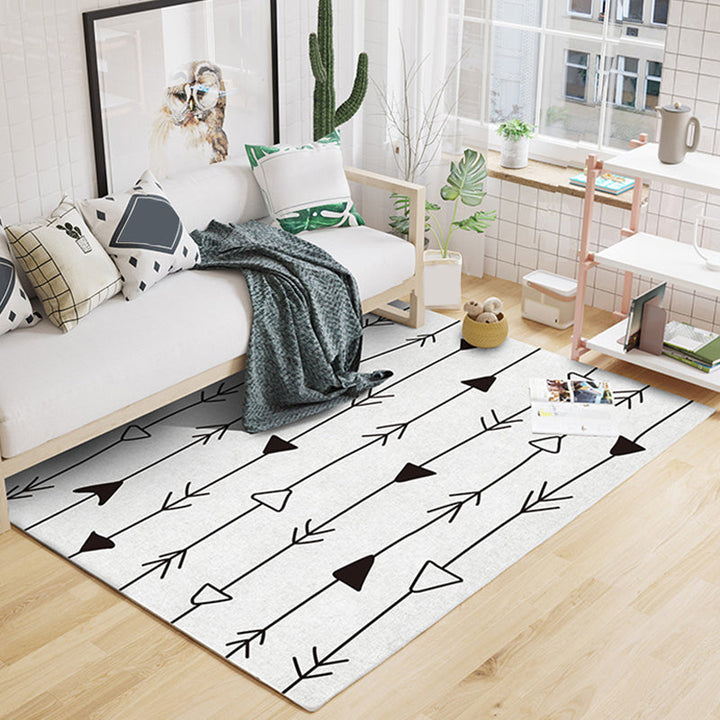 Lisslune | Light Gray Bedroom Rug Southwestern Tribal Geometric Pattern Rug Polypropylene Machine Washable Non-Slip Back Rug