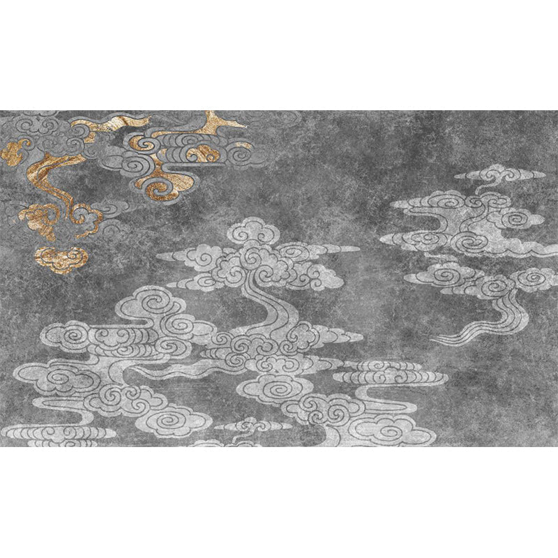 Lisslune | Oriental living room carpet Gray clouds pattern carpet Synthetic Washable Non-slip Pet friendly carpet