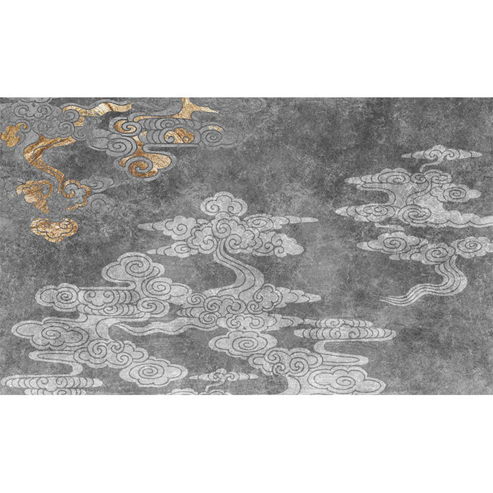 Lisslune | Oriental living room carpet Gray clouds pattern carpet Synthetic Washable Non-slip Pet friendly carpet