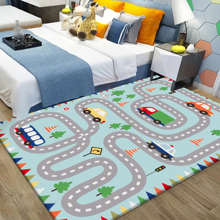 Lisslune | Multifunctional Cartoon Animal Pattern Carpet Polyester Kids Carpet Washable Non-Slip Pet-Friendly Rug for Bedroom