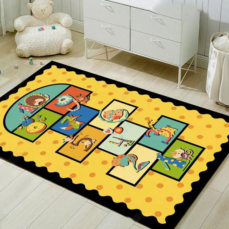 Lisslune | Multifunctional Cartoon Animal Pattern Carpet Polyester Kids Carpet Washable Non-Slip Pet-Friendly Rug for Bedroom