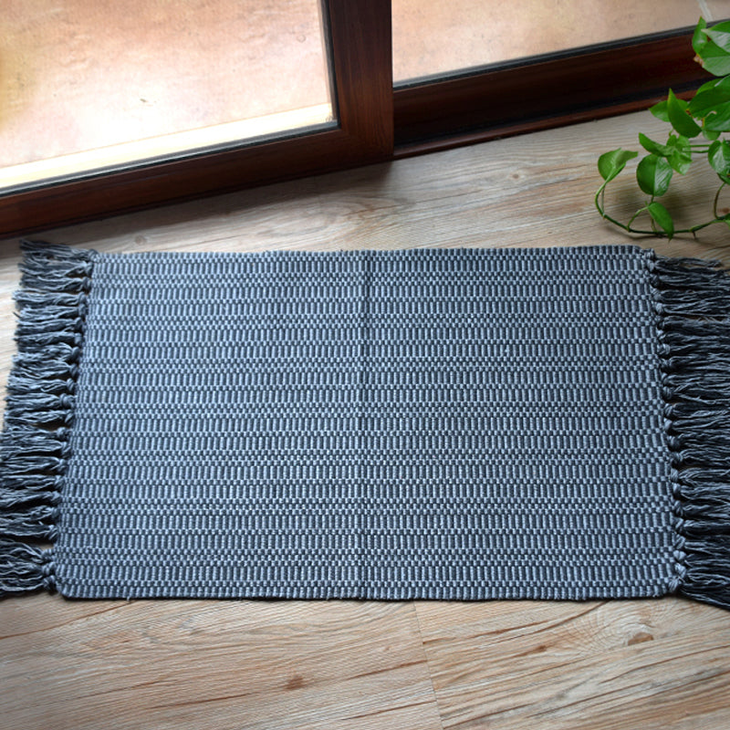 Lisslune | Southwest Tribal Pattern Rug Blue and Black Cotton Rug Non-Slip Pet-Friendly Washable Rug for Living Room