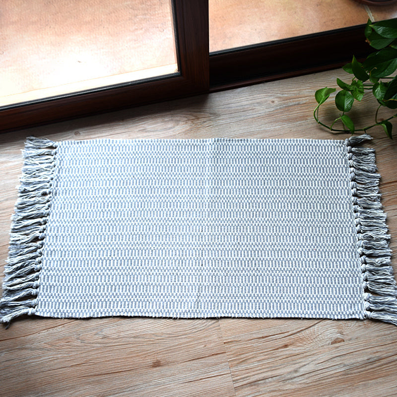 Lisslune | Southwest Tribal Pattern Rug Blue and Black Cotton Rug Non-Slip Pet-Friendly Washable Rug for Living Room