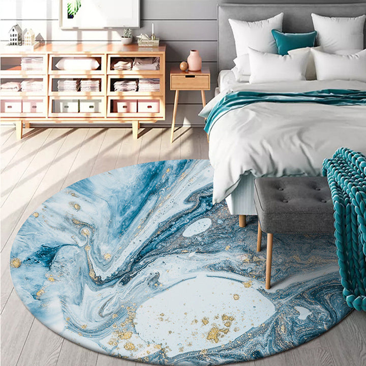 Lisslune | Simple Abstract Area Rug Green and Blue Modernist Carpet Polyester Non-Slip Pet-Friendly Washable Rug for the Living Room