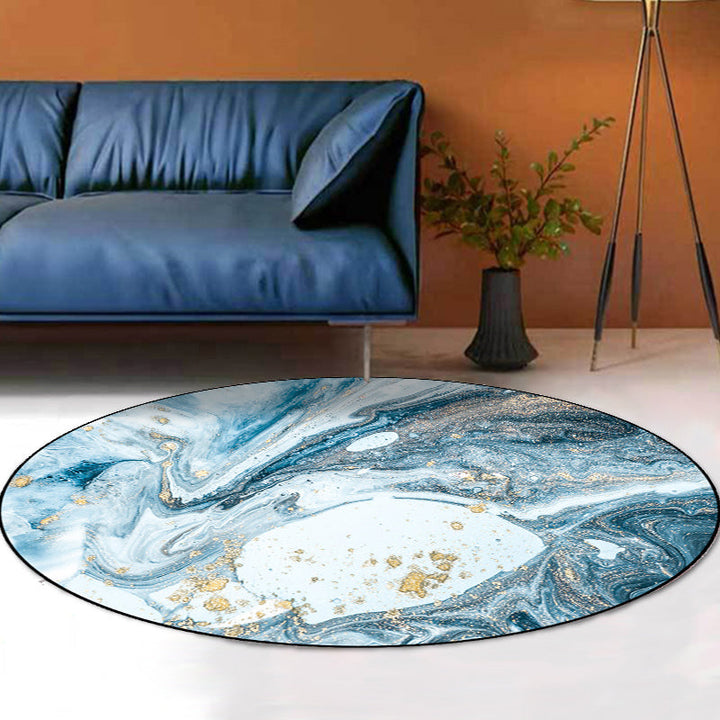 Lisslune | Simple Abstract Area Rug Green and Blue Modernist Carpet Polyester Non-Slip Pet-Friendly Washable Rug for the Living Room