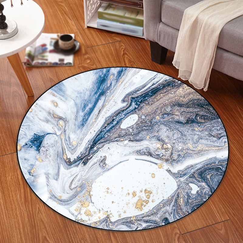 Lisslune | Simple Abstract Area Rug Green and Blue Modernist Carpet Polyester Non-Slip Pet-Friendly Washable Rug for the Living Room