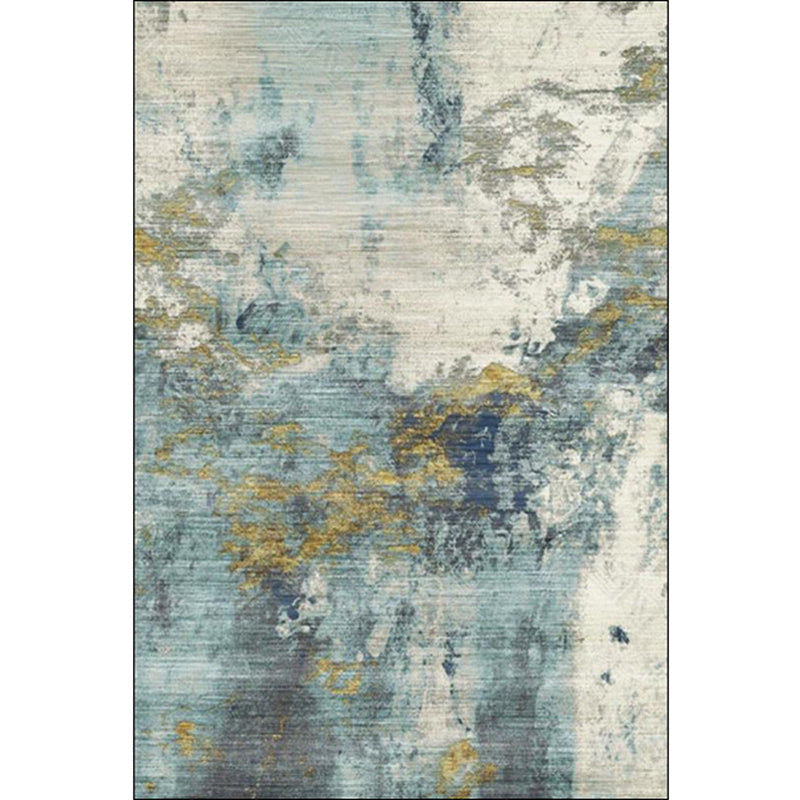 Lisslune | Green Living Room Carpet Industrial Abstract Carpet Polyester Machine Washable Non-Slip Backing Rug