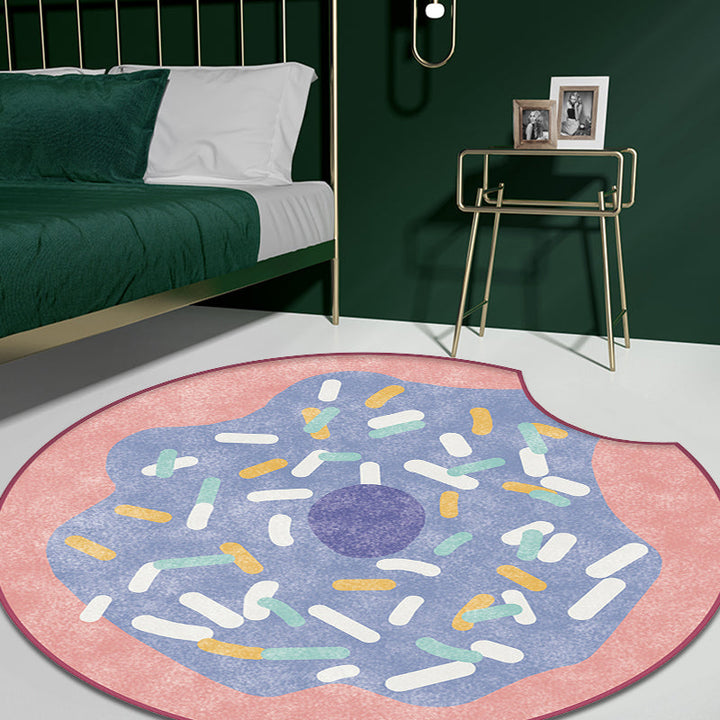 Lisslune | Multicolor Kids Carpet Polypropylene Donut Pattern Carpet Pet-Friendly Washable Non-Slip Rug for the Children's Room