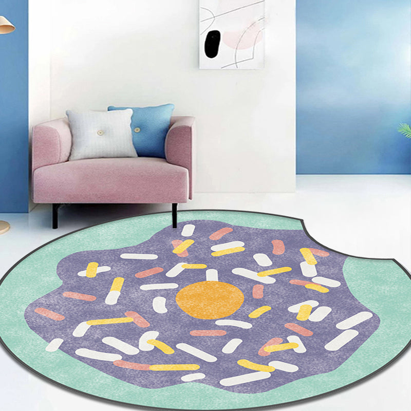 Lisslune | Multicolor Kids Carpet Polypropylene Donut Pattern Carpet Pet-Friendly Washable Non-Slip Rug for the Children's Room