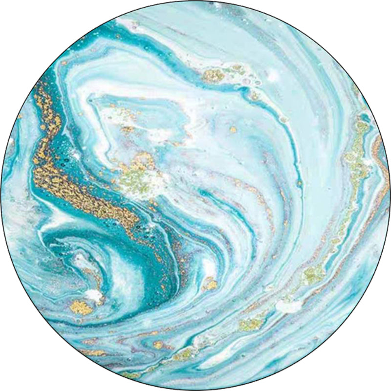 Lisslune | Modern Watercolor Pattern Area Rug Blue Polyester Carpet Non-Slip Pet-Friendly Washable Rug for Study