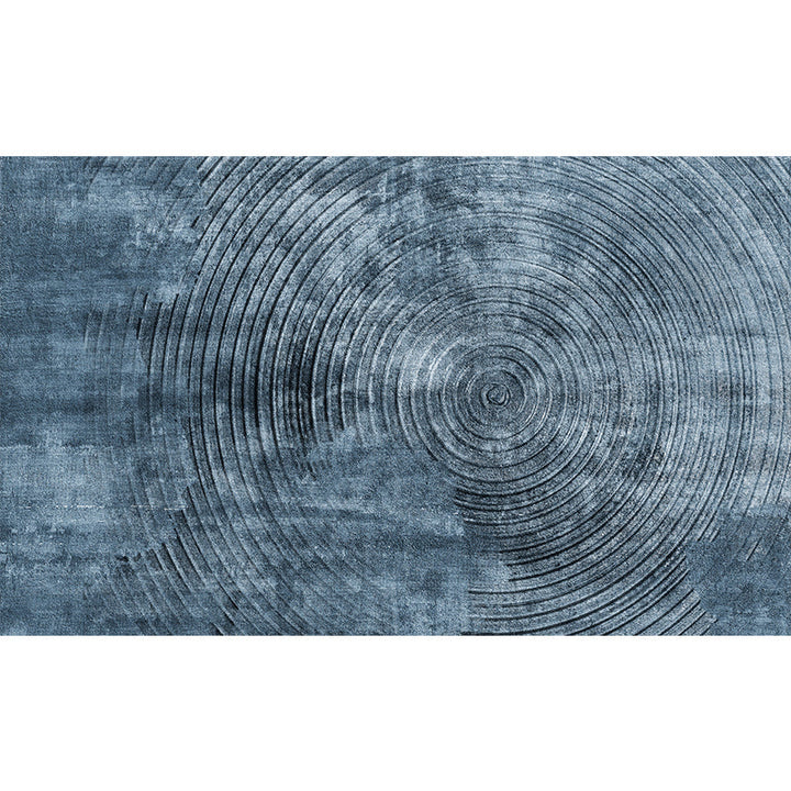 Lisslune | Blue concentric circle pattern rug Synthetic industrial rug Washable Non-slip backing rug for decoration