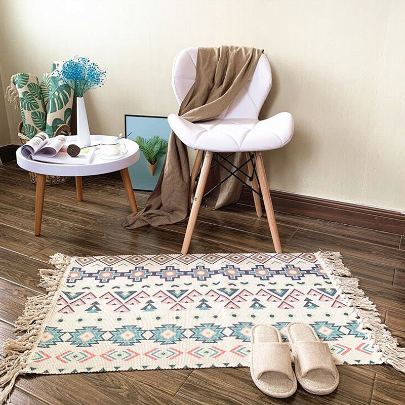 Lisslune | Eunique Tribal Pattern Rug Multicolored Southwestern Rug Cotton Washable Non-Slip Pet-Friendly Rug for the Living Room