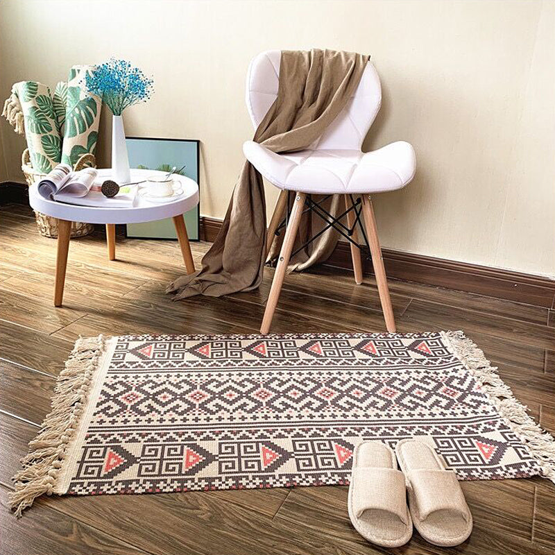 Lisslune | Eunique Tribal Pattern Rug Multicolored Southwestern Rug Cotton Washable Non-Slip Pet-Friendly Rug for the Living Room