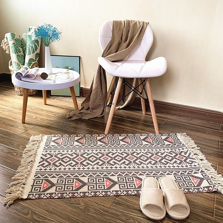 Lisslune | Eunique Tribal Pattern Rug Multicolored Southwestern Rug Cotton Washable Non-Slip Pet-Friendly Rug for the Living Room