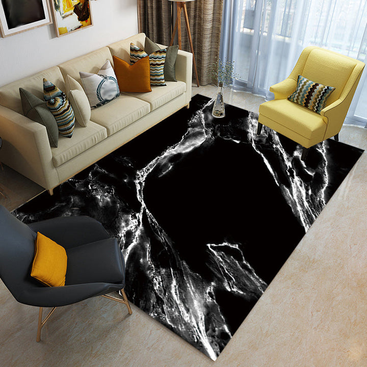 Lisslune | Casual Abstract Rug Black and White Modernist Area Rug Polyester Non-Slip Pet-Friendly Washable Rug for the Living Room