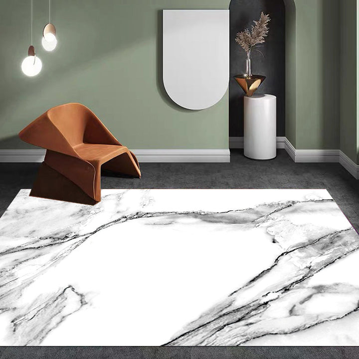 Lisslune | Casual Abstract Rug Black and White Modernist Area Rug Polyester Non-Slip Pet-Friendly Washable Rug for the Living Room
